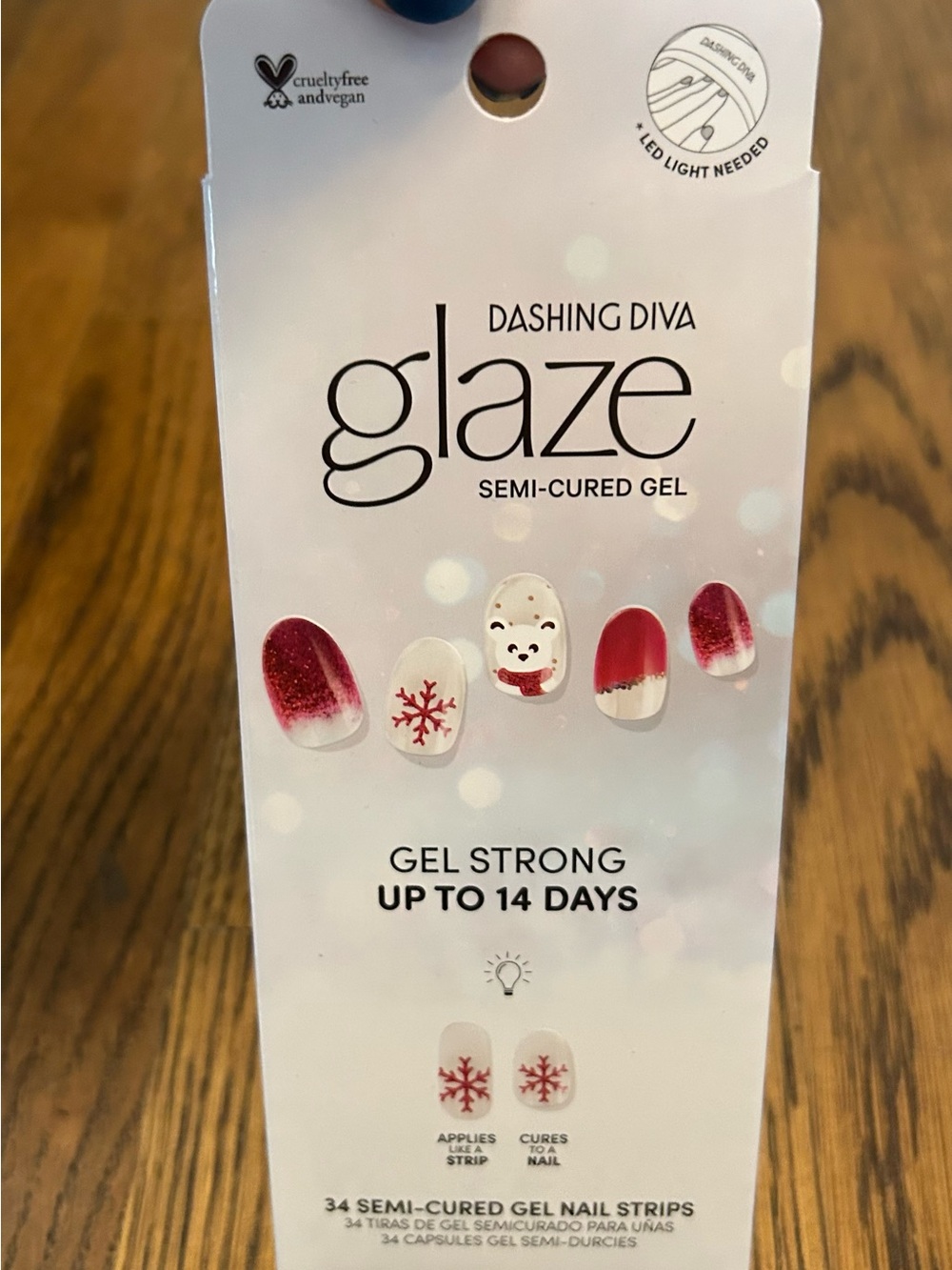 Dashing Diva Glaze Semi-Cured Gel Press-On Nails - Red & White Holiday Set